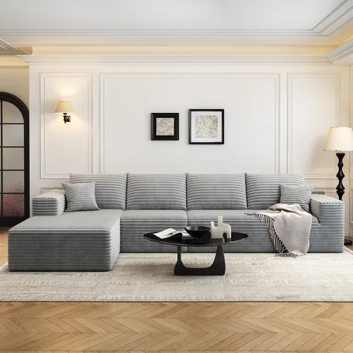 Miniatura 15 de Sofá seccional modular Cloud de 107.5 pulgadas con 1 otomana, sofás tapizados modernos minimalistas, cómodo sofá en forma de U para sala de estar
