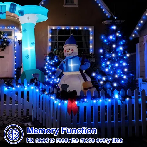 Miniatura 6 de QITONG Paquete de 2 luces solares azules y blancas de Navidad, cada cadena de 200 luces LED solares de 66 pies para exteriores, impermeable, 8 modos