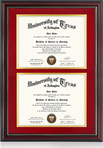 Miniatura 50 de GraduationMall Marco de diploma de certificado de 8.5 x 11, madera maciza y vidrio templado, acabado negro con ribete dorado