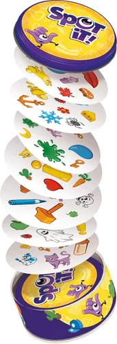 Miniatura 4 de Asmodee Spot It! Juego de cartas clásico (actualización 2024) - Edición con funda ecológica, juego de percepción visual 5 en 1 para reflejos rápidos