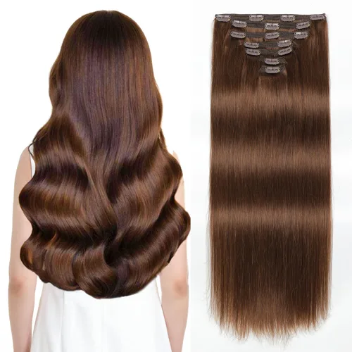 Miniatura 7 de Sisily - Extensiones de cabello con clip de cabello humano real, 30 cm 70 g, balayage de marrón chocolate a rubio, 100% cabello humano Remy