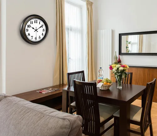 Miniatura 5 de 45MinST Reloj de Pared Retro de 12 Pulgadas, Movimiento Silencioso Sin Tic Tac Operado por Batería, Decoración para Hogar/Decoración de Pared, Fácil