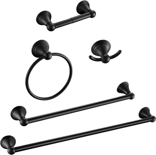 Miniatura 9 de Sagetta Juego de accesorios de baño de níquel, juego de accesorios de baño de 5 piezas, soporte de pared, incluye barra de toalla de 20 pulgadas