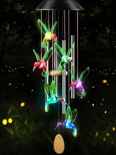 DesGully - Campanillas de viento de colibrí, cambian para exteriores, 25 tubos de aluminio, para decoración de jardín, patio, monumento, regalos de