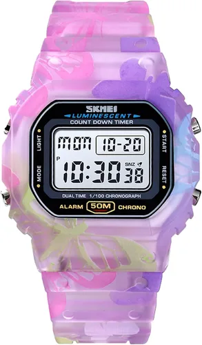 Tonnier Reloj deportivo digital multifunción para hombre con correa colorida transparente LED impermeable con correa de poliuretano