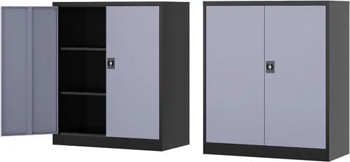 Miniatura 9 de Fesbos Armario de almacenamiento de metal, archivadores de acero de 36 pulgadas de alto con puertas con cerradura y estantes ajustables, gabinete