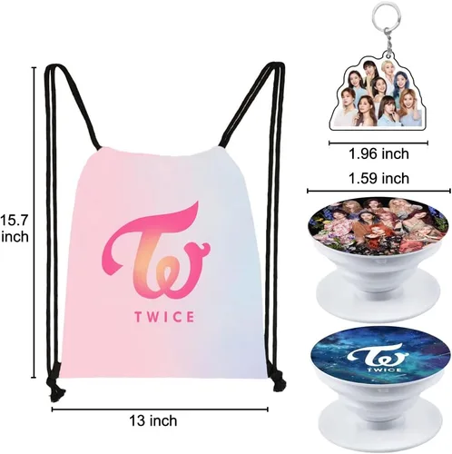 Miniatura 4 de Juego de regalo de dos veces, incluye mochila con cordón, collar, aretes, pulseras, pasadores de botón, soporte de identificación con cordón