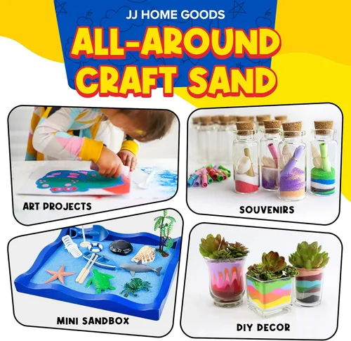 Miniatura 8 de JJ CARE Arena de colores, 16.5 libras. [15 botellas] Kit de arte de arena para niños de 3 años en adelante, arena de color no tóxica a granel, arena