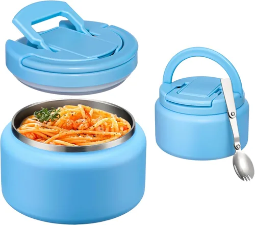 Miniatura 13 de Itslife Termo de sopa aislado al vacío de 14 onzas para comida caliente, recipiente de almuerzo para niños con tapa de hebilla a prueba de fugas