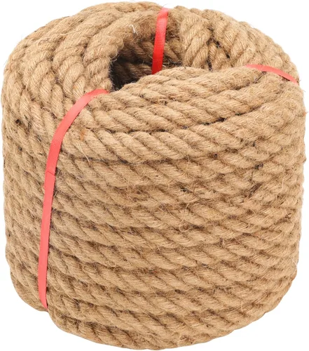 Cuerda de yute, cuerda de manila trenzada de 0.59 pulgadas de grosor, cuerda de tira y afloja, cuerda de cáñamo natural resistente para cama