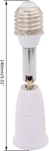 Miniatura 3 de Adaptador extensor de enchufe de bombilla E26/E27, accesorio de luz flexible de 180 grados E26/E27 a E26/E27 Base ajustable E26/E27 Extensor