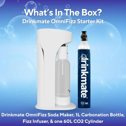 Miniatura 5 de Drinkmate OmniFizz - Máquina de transmisión de agua con gas y soda, carbonata cualquier bebida, kit de inicio, incluye un cartucho de CO2 de 60 L +