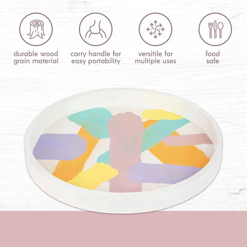 Miniatura 3 de Bandejas redondas de madera para servir, bandeja de desayuno anidada, bandejas de madera para organizar y catering