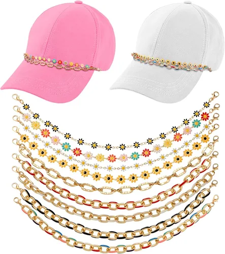 Miniatura 19 de Geyoga 9 unidades de cadenas para sombrero de camionero, dijes de sombrero de camionero para mujeres y hombres, decoración de billetes, cadena