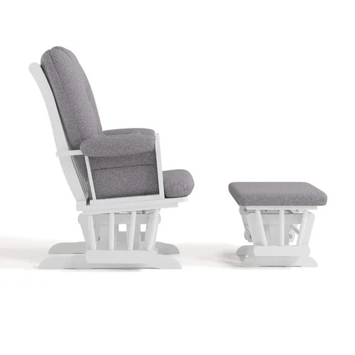 Miniatura 10 de Storkcraft Tuscany - Mecedora y otomana personalizada con almohada lumbar gratis (remolino blanco y gris pizarra) – Silla mecedora cómoda tapizada