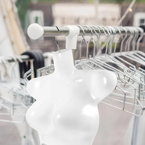 Miniatura 5 de Colgador de ropa de torso de maniquí femenino de 5 piezas para mostrar trajes de baño, vestidos y blusas, plástico ligero y confiable con gancho