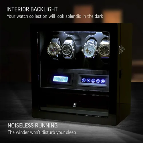 Miniatura 3 de 4 Watch Winder with 5 Watch Storage Space, LCD Display, Touch Control and Interior Light