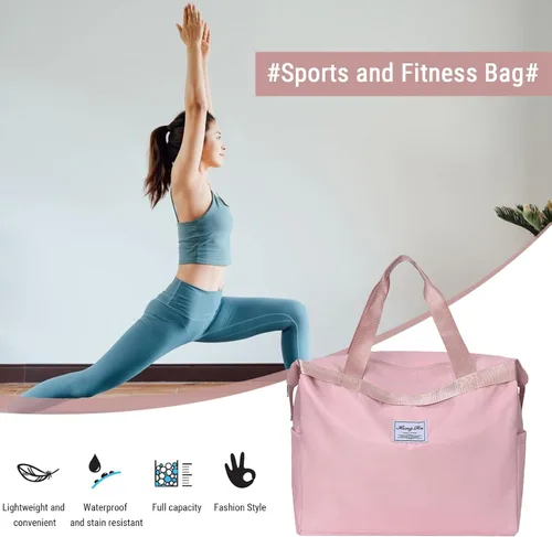 Miniatura 3 de Bolsas de lona de viaje, bolsa deportiva de gran capacidad, expandibles, bolsas de gimnasio ligeras para hombres y mujeres, Rosado, Classic