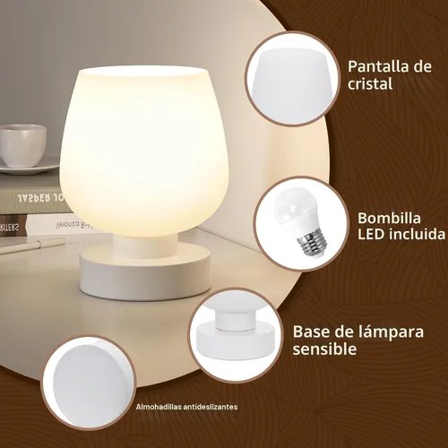 Miniatura 8 de Seealle Lámpara de mesa táctil para mesita de noche, pequeña lámpara de noche para dormitorio, sala de estar, mesita de noche, lámpara de escritorio