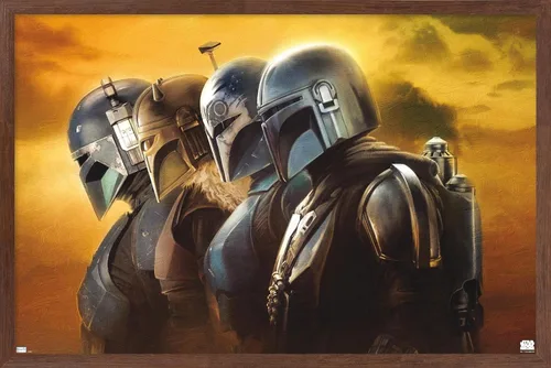 Miniatura 10 de Trends International Star Wars: The Mandalorian Season 3 - Póster de pared de cascos, 22.37 x 34.00 pulgadas, versión enmarcada en blanco