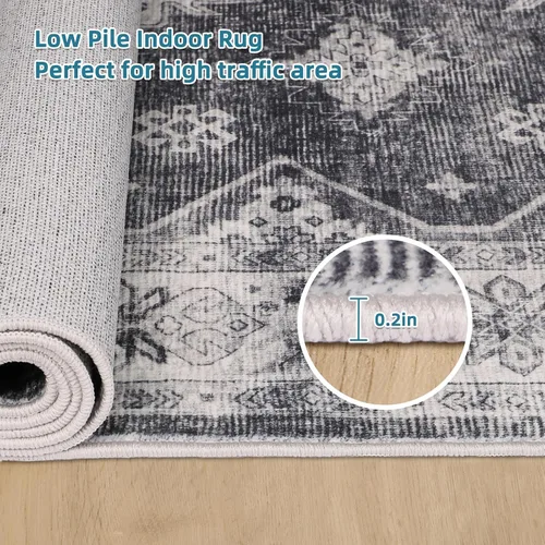 Miniatura 4 de Dripex - Tapete de pasillo tribal lavable de 2 x 5 pies, antideslizante, no desprende pelusa, resistente a las manchas, para cocina, lavandería