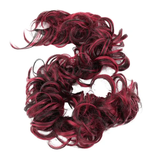 Miniatura 37 de CAISHA Postizo de Cabello, Envoltura de Cabello, Fibras Sintéticas Resistente al Calor, Rizado Desordenado, Recogido, Negro HW6