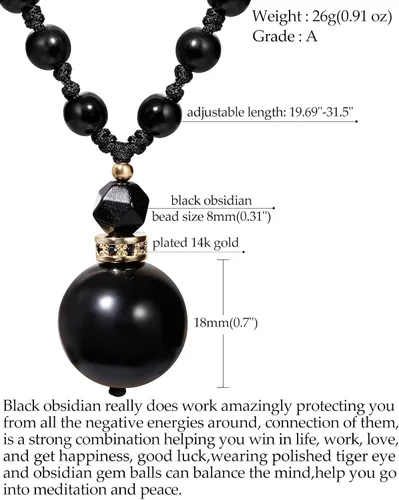 Miniatura 2 de Jewever Cristales y piedras curativas, collares largos para mujeres y hombres, collar de cuentas de cristal con cuentas de piedra natal, collar