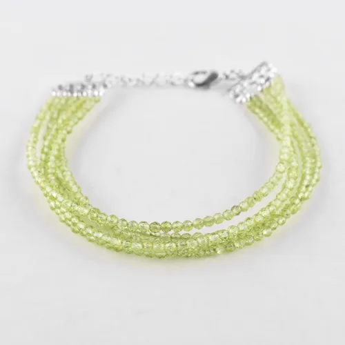 Miniatura 5 de Pulsera de piedras preciosas naturales, cuentas microfacetadas de 5 hebras, piedra energética, cristales curativos, chapado en plata, ajustable