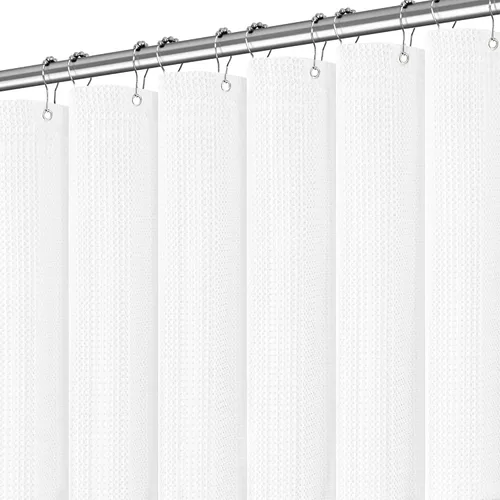 Miniatura 8 de PANGSINNE Cortina de ducha de 36 x 72 pulgadas, tela resistente, calidad de hotel, textura de gofre, 256 GSM, cortina de ducha verde militar