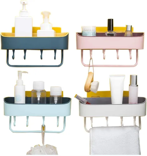 Miniatura 2 de Cicilin Estantes flotantes de plástico para baño, estantes de almacenamiento montados en la pared para cocina, baño, autoadhesivos, montados