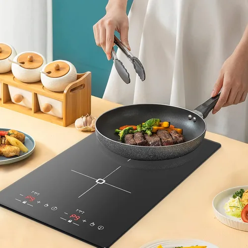 Miniatura 8 de VBGK Placa de cocción de doble inducción, 2300 W, 110 V, portátil, con pantalla táctil LED, 9 niveles de configuración, placa eléctrica con bloqueo