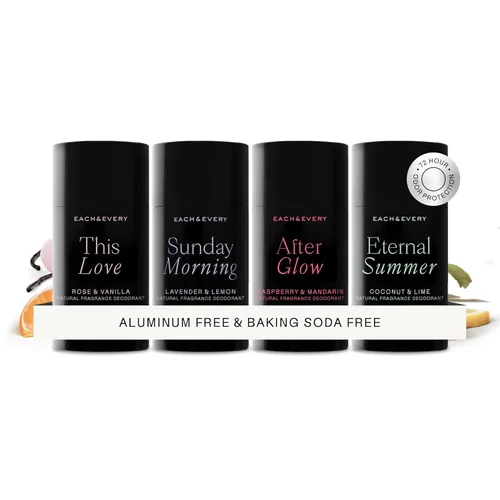 Each & Every Desodorante Totalmente Natural para Mujeres y Hombres - Piel Sensible, Desodorante Sin Aluminio a Base de Plantas, Tamaño de Viaje -