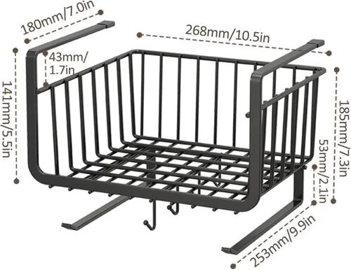 Miniatura 7 de Almacenamiento debajo del gabinete, cesta colgante de acero al carbono inoxidable para cocina y oficina, estante debajo del escritorio