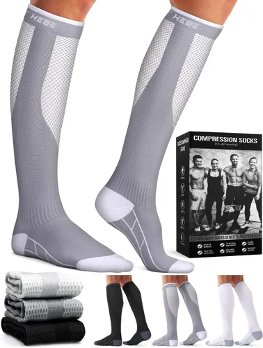 Miniatura 107 de Paquete de 3 pares de calcetines de compresión médica para mejorar la circulación de mujeres y hombres, para correr, hacer deporte y amamantar