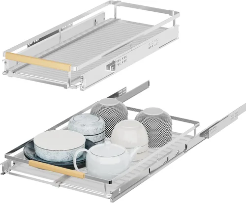iPEGTOP Paquete de 2 organizadores de estantes deslizables extraíbles para gabinetes, estantes de despensa deslizables extensibles de almacenamiento