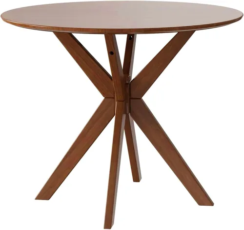 Miniatura 14 de Giantex Mesa de comedor redonda de 36" para 4, mesa de cocina estilo granja con patas de madera de goma, almohadillas ajustables para pies, mesas