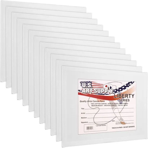 US Art Supply - Paquete de 12 tableros de lienzo para pintura de 8 x 10 pulgadas, calidad artística profesional, libre de ácidos (1 caja completa de