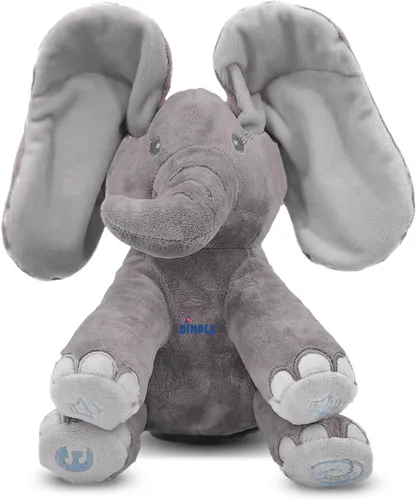 Miniatura 9 de Dimple Kaia Elefante de Peek A Boo, Animal de Peluche Cantando Interactivo con Orejas en Movimiento, Animal de Peluche Musical para Bebés y Niños