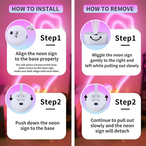 Miniatura 7 de YSMNDE Letrero de neón de flamenco, letrero de luz LED rosa para decoración de habitación de niñas, luces nocturnas de funcionamiento USB/batería