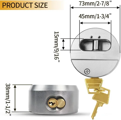 Miniatura 2 de Candado de grillete oculto Candado de aleación de aluminio Accesorios de acero inoxidable adecuados para exteriores, incluyendo remolque de camión
