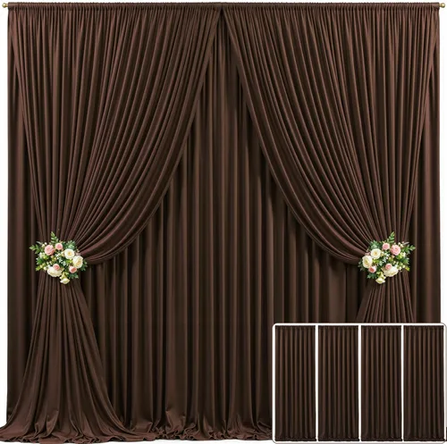 Miniatura 129 de Cortina de fondo beige de 10x10 para bodas y fiestas, cortina de fondo beige sin arrugas para fotos, cortinas de fondo para decoración de baby Gris