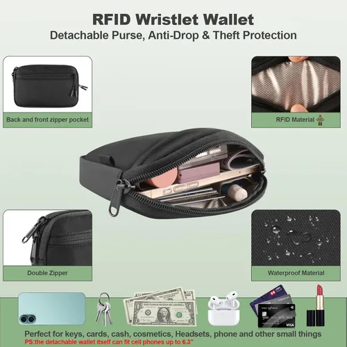 Miniatura 4 de YFWE Correa de clip and go para teléfono con cartera cruzada, cordón ajustable para teléfono con cartera RFID desmontable, correa universal