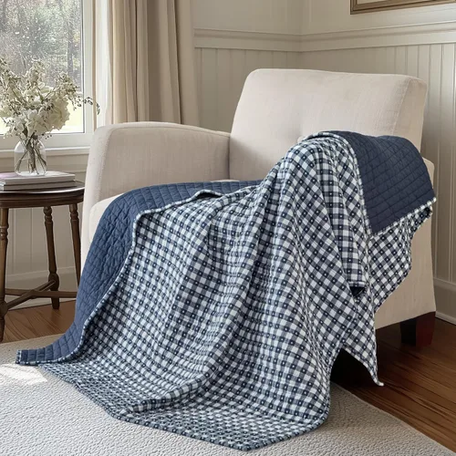 Miniatura 18 de Levtex Home - Juego de edredón Camden tamaño matrimonial (96 x 110 pulgadas) con dos fundas de almohada estándar (26 x 20 pulgadas), patrón a Azul
