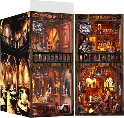 Miniatura 8 de TOYQI - Kit de rincón de lectura, kit de casa de muñecas en miniatura DIY para adultos y adolescentes, kit de decoración de estantería de casa