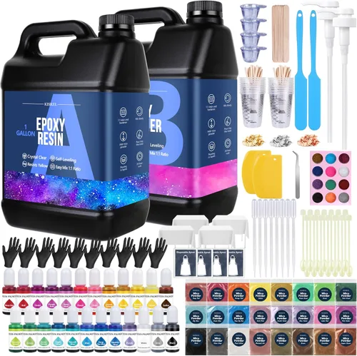 Miniatura 8 de KISREL Resina Epoxi 82oz - Kit de Resina Epoxi Transparente con 15 Pigmentos y 15 Colores de Polvos de Mica - Sin Amarillamiento Sin Burbujas Resina
