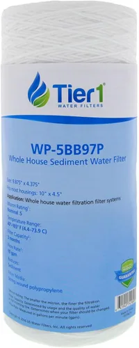 Miniatura 11 de Tier1 Cartucho de repuesto de filtro de agua para sedimentos de polipropileno enrollado de 5 micrones, 10 x 4.5 pulgadas, paquete de 4