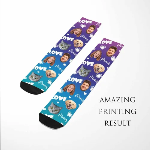 Miniatura 229 de Artsadd Calcetines personalizados para mujeres y hombres, amantes de los perros y gatos, regalos divertidos unisex personalizados