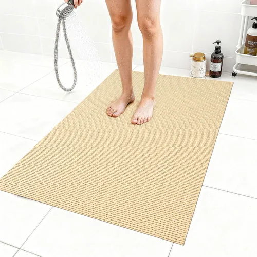 Miniatura 12 de Alfombrilla de ducha extra grande antideslizante, alfombrilla de baño de PVC de secado rápido y para bañera, diseño con agujeros de drenaje