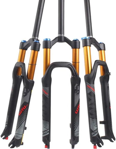 Miniatura 12 de Horquilla de suspensión BUCKLOS para bicicleta de montaña de 26/27.5/29, tubo recto de ajuste de rebote de 1.126 in QR 0.354 in de viaje, bloqueo