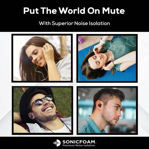 Miniatura 6 de SONICFOAM (SF2 Medium Negro) Puntas de auriculares de espuma viscoelástica para auriculares con diámetro de altavoz 0.173-0.224 in